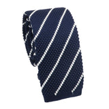 Navy Blue White Striped Necktie