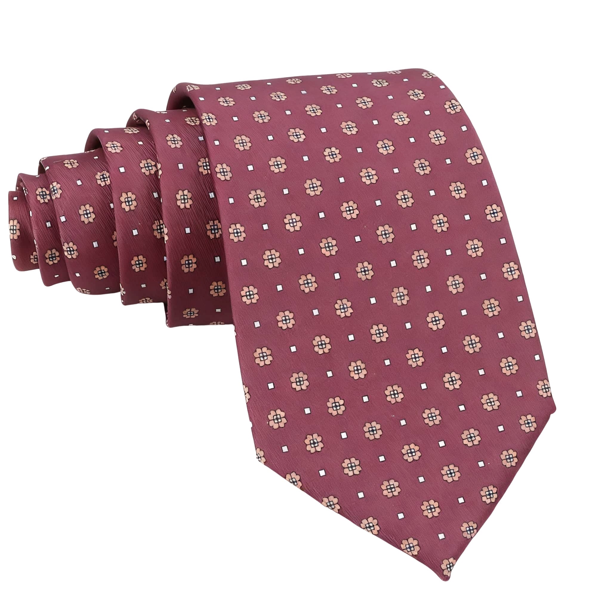 Burgundy Gold Floral Necktie