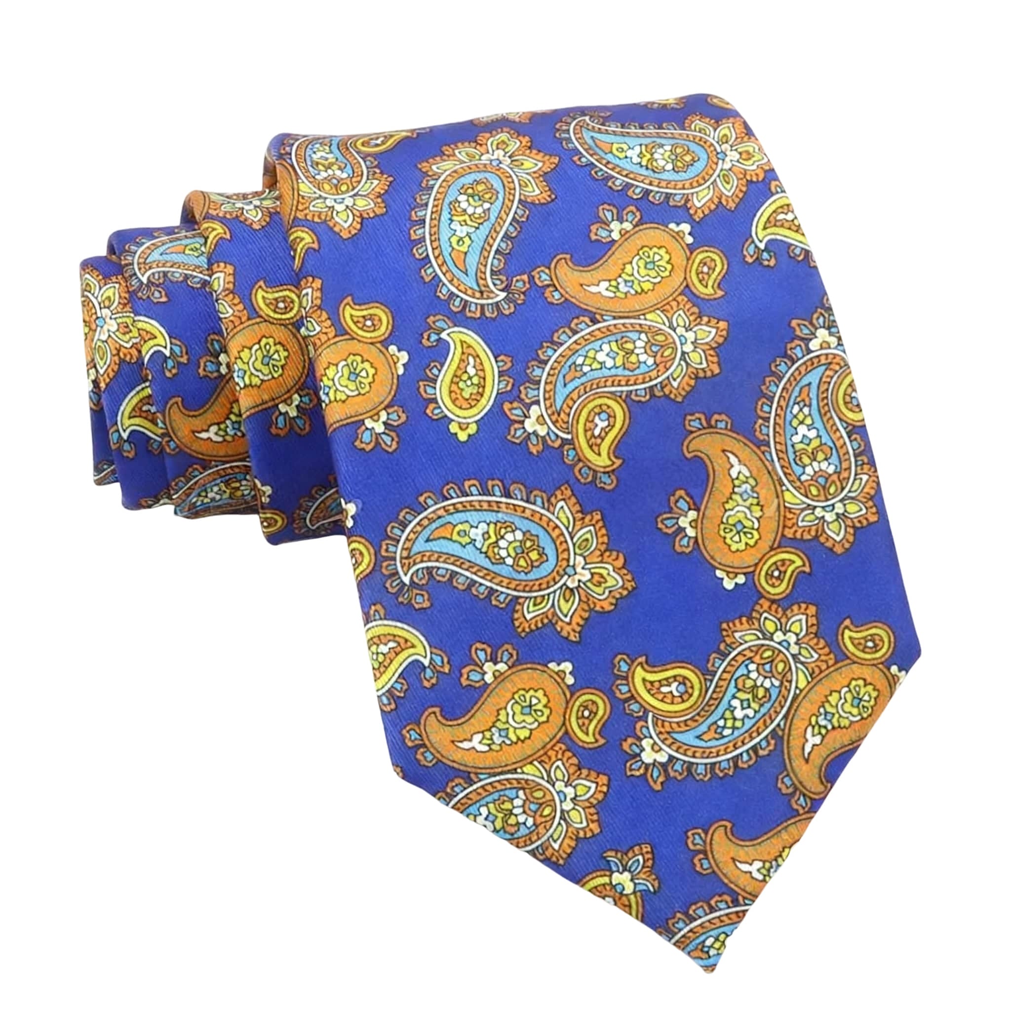 Blue Orange Paisley Necktie