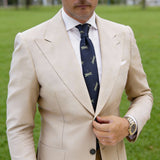 Navy Blue With Red And White Horse Necktie