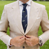 Navy Blue With Red And White Horse Necktie