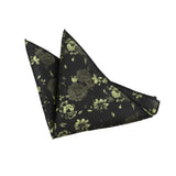 Black Green Floral Pocket Square