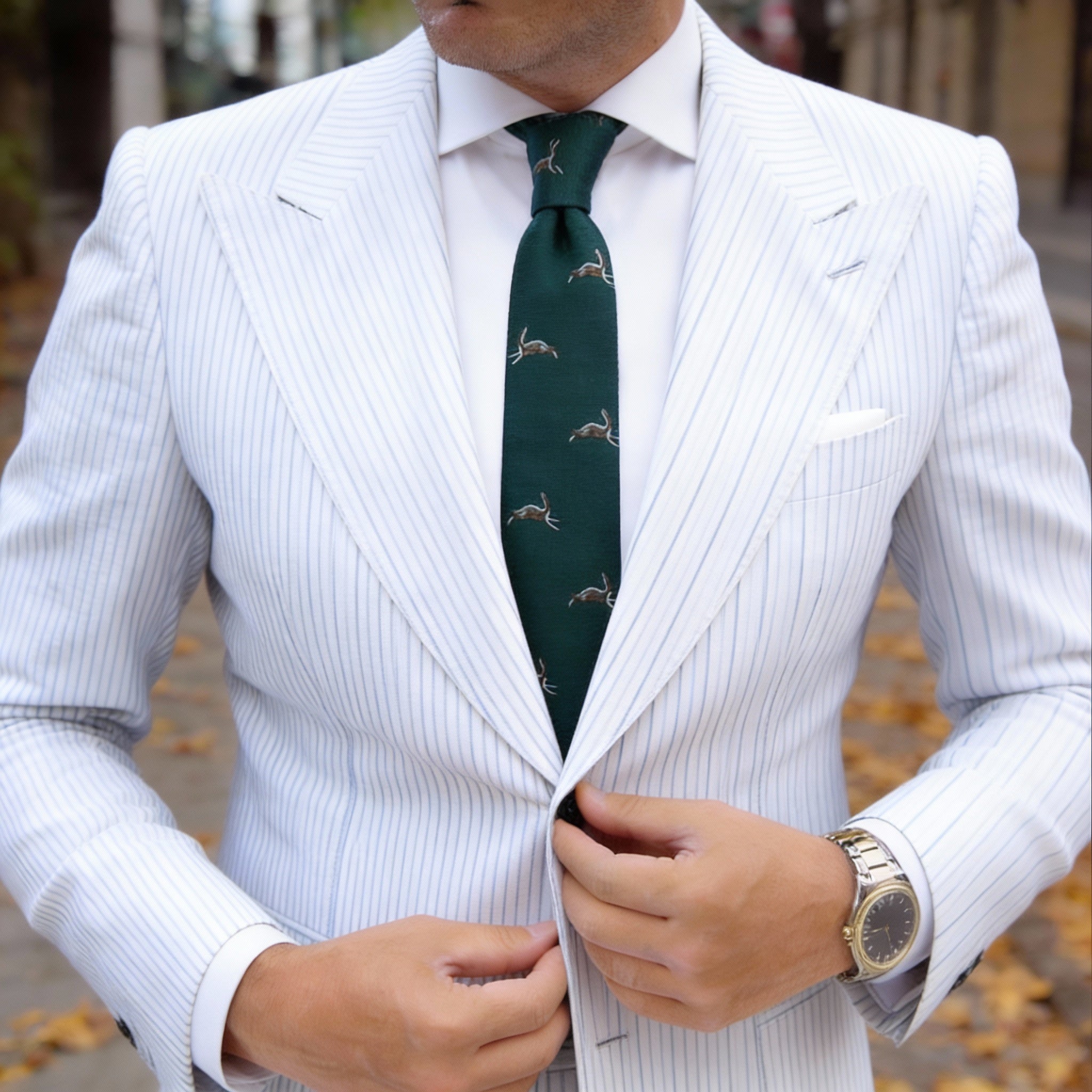 Green with Light - Colored Deer Necktie