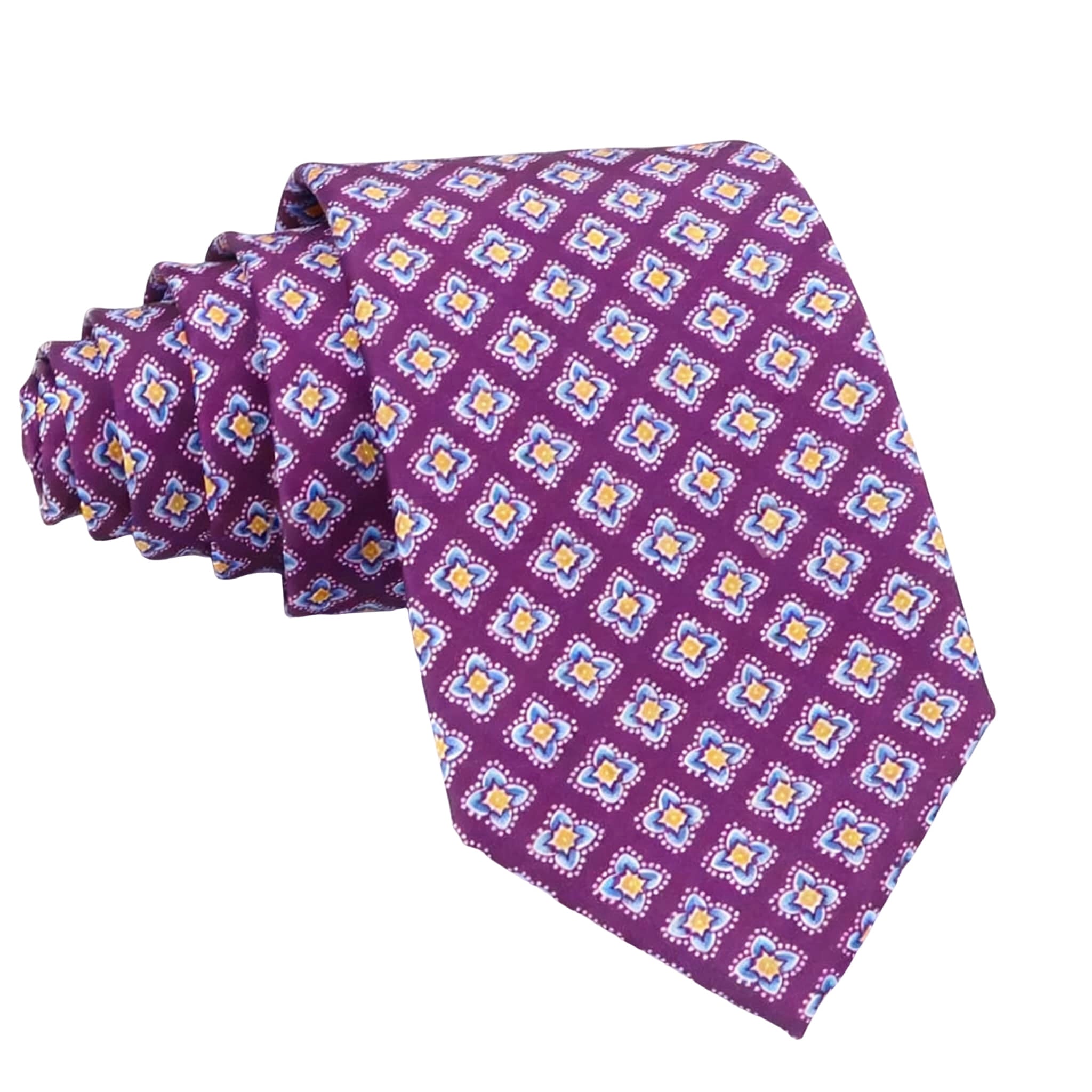 Purple Blue Floral Necktie