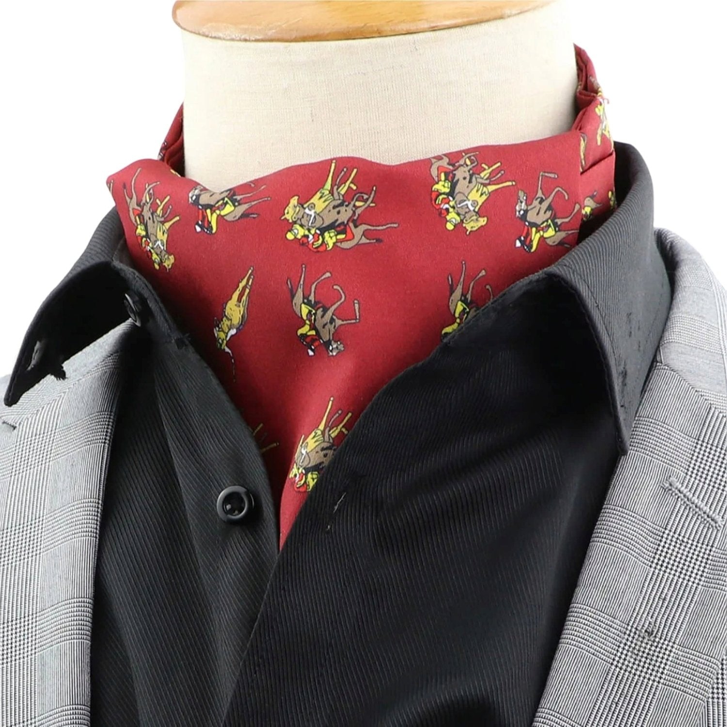 Red with Brown Cartoon Reindeer Ascot