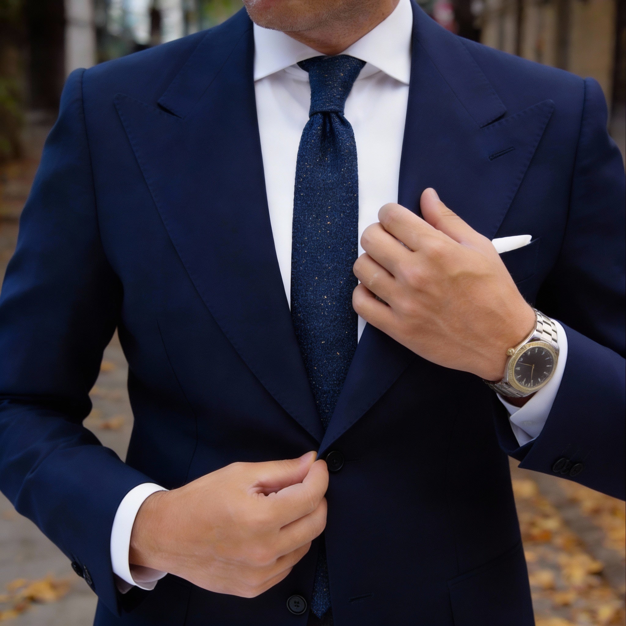 Dark Blue with Golden Dots Necktie