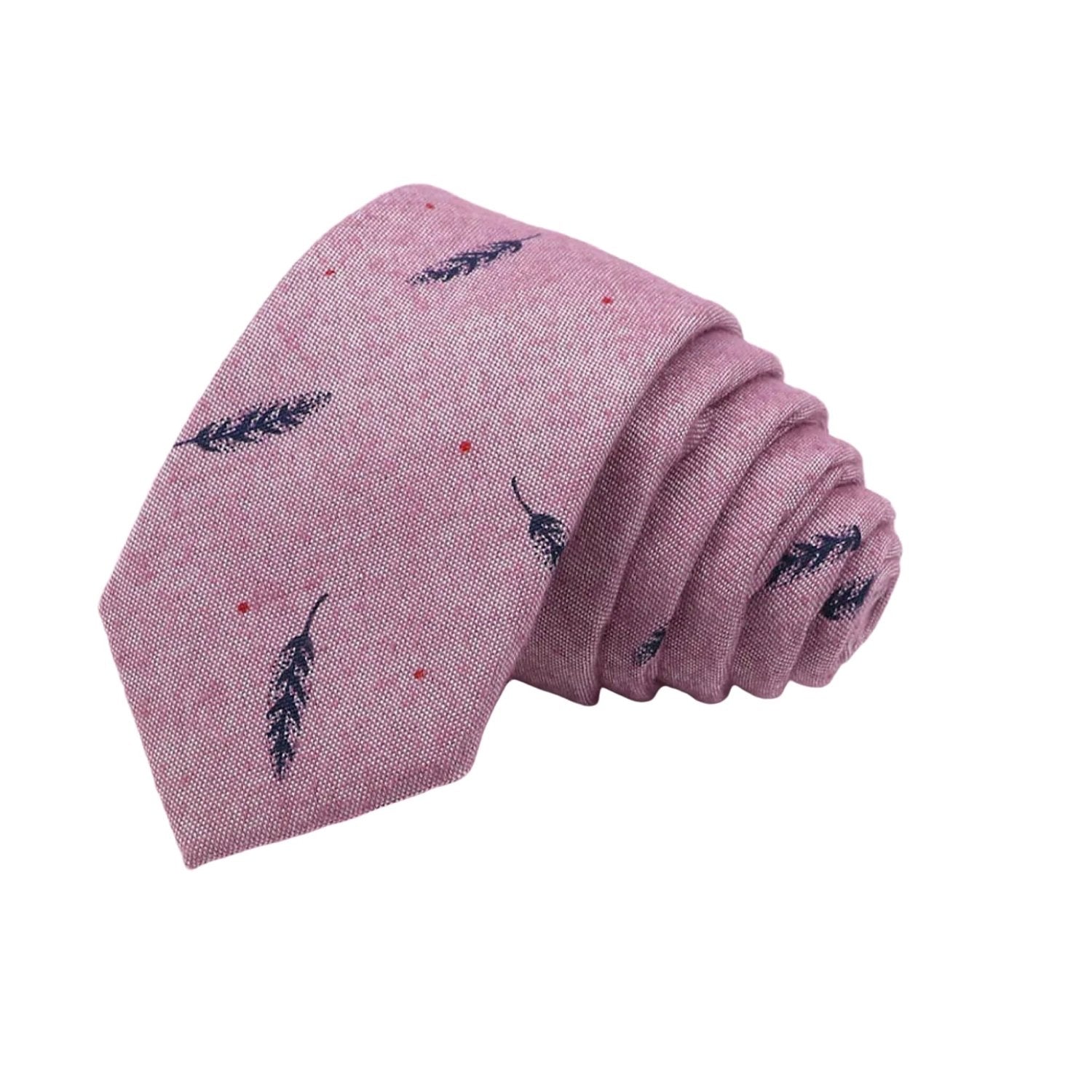 Pinkish Purple With Dark Blue Feather Necktie
