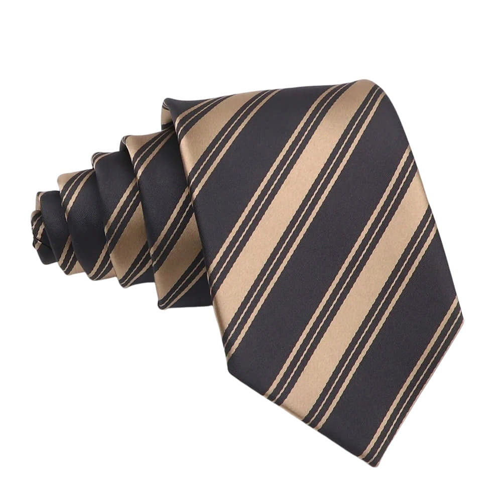 Black Beige Striped Necktie