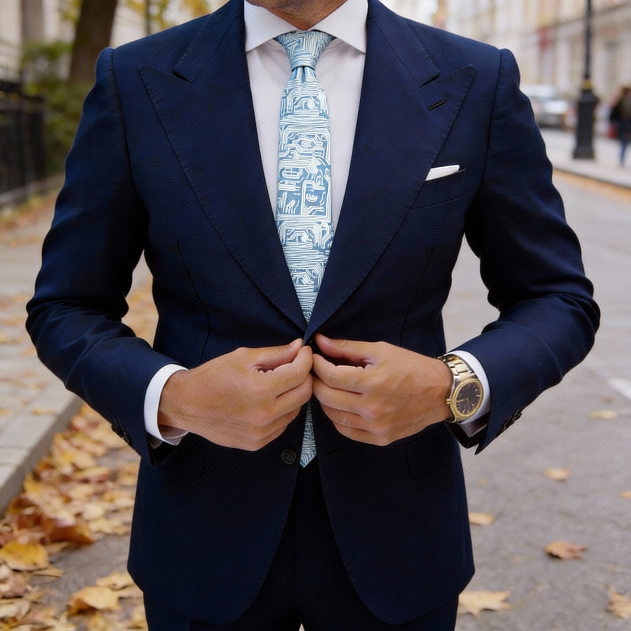 Blue With White Circuit Necktie