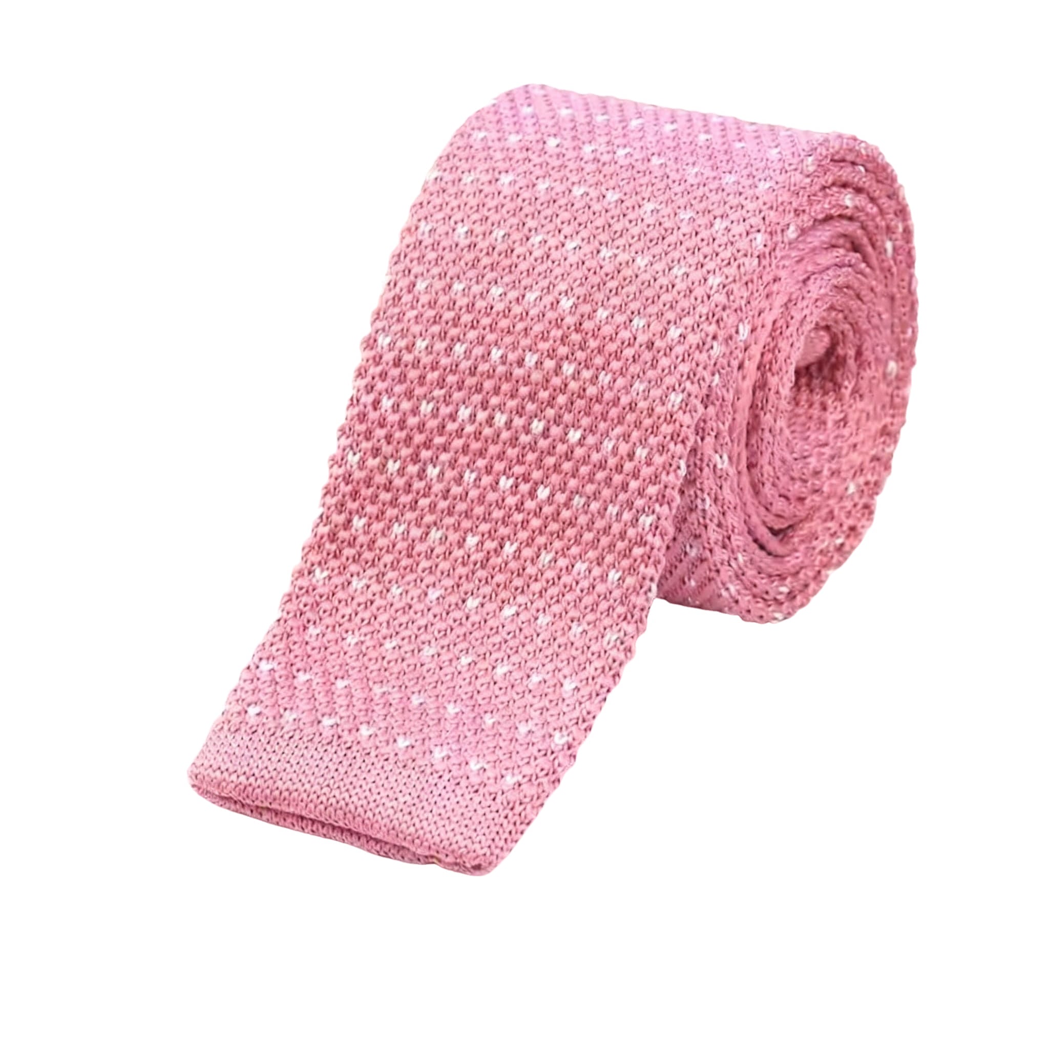 Pink White Dot Knitted Necktie