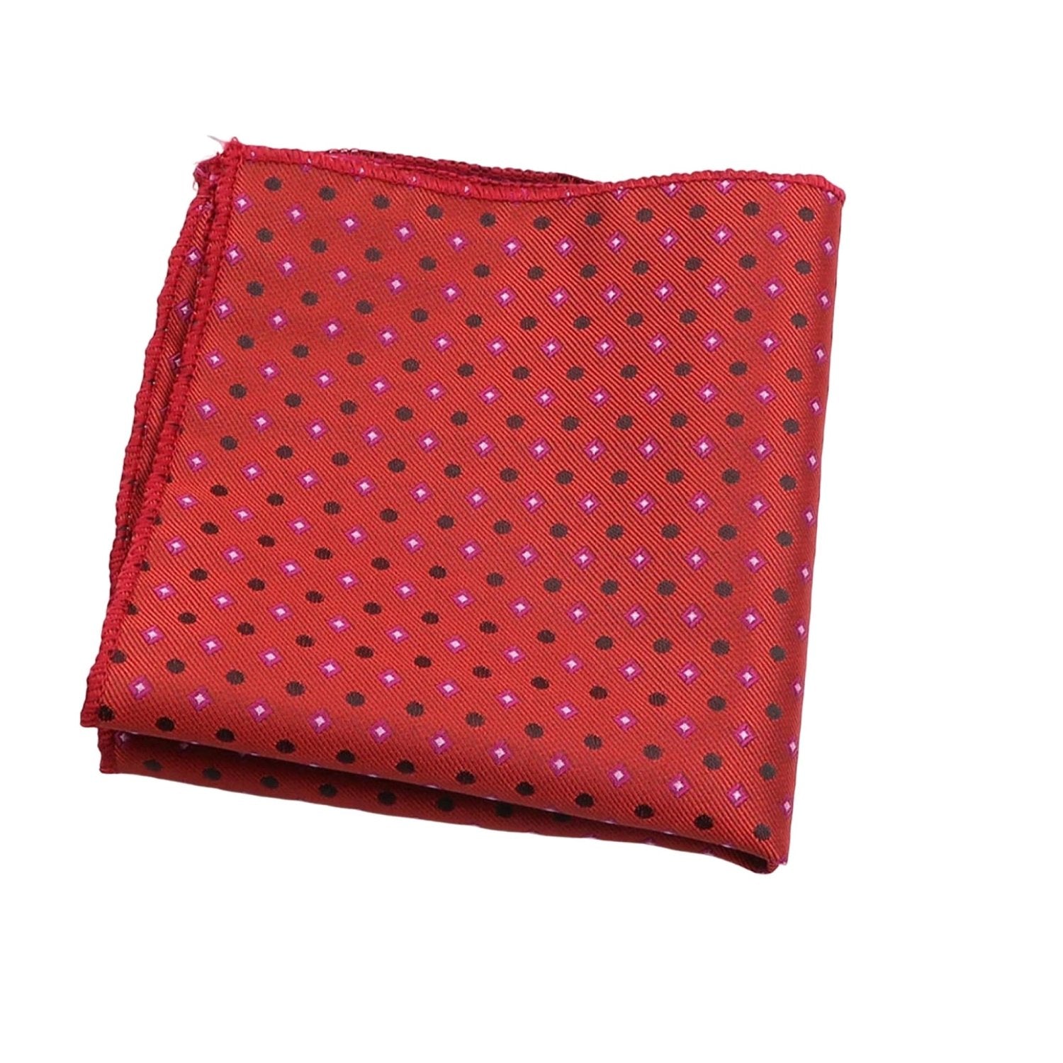 Red with Black Dots & Pink Diamond Pocket Square
