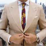 Maroon With Yellow Floral Necktie