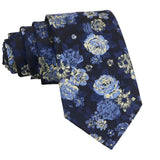 Navy Blue Yellow Floral Necktie
