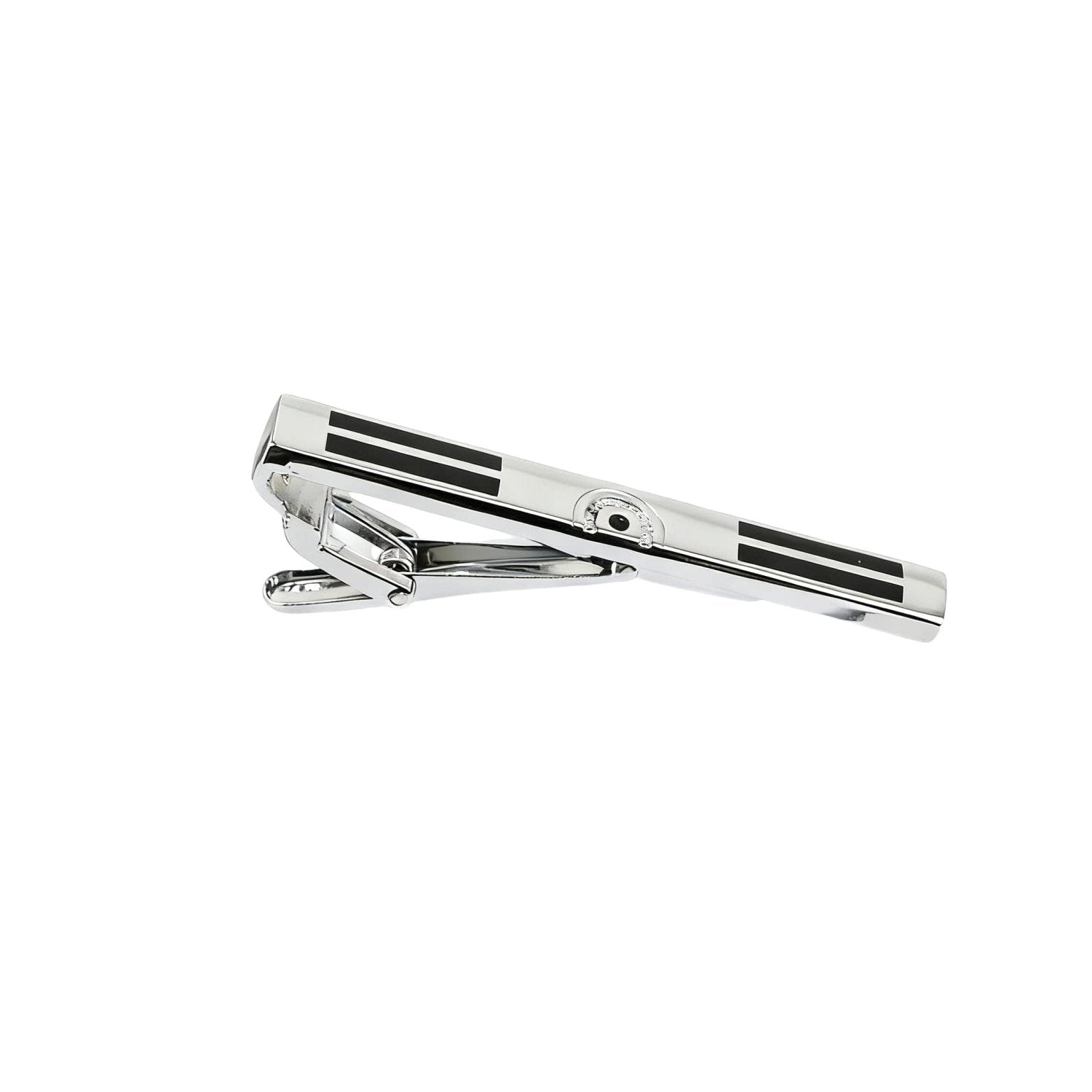 Silver with Black Double Stripes Tie Bar