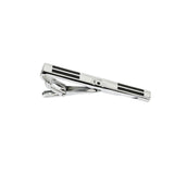 Silver Black Stripe Tie Clip