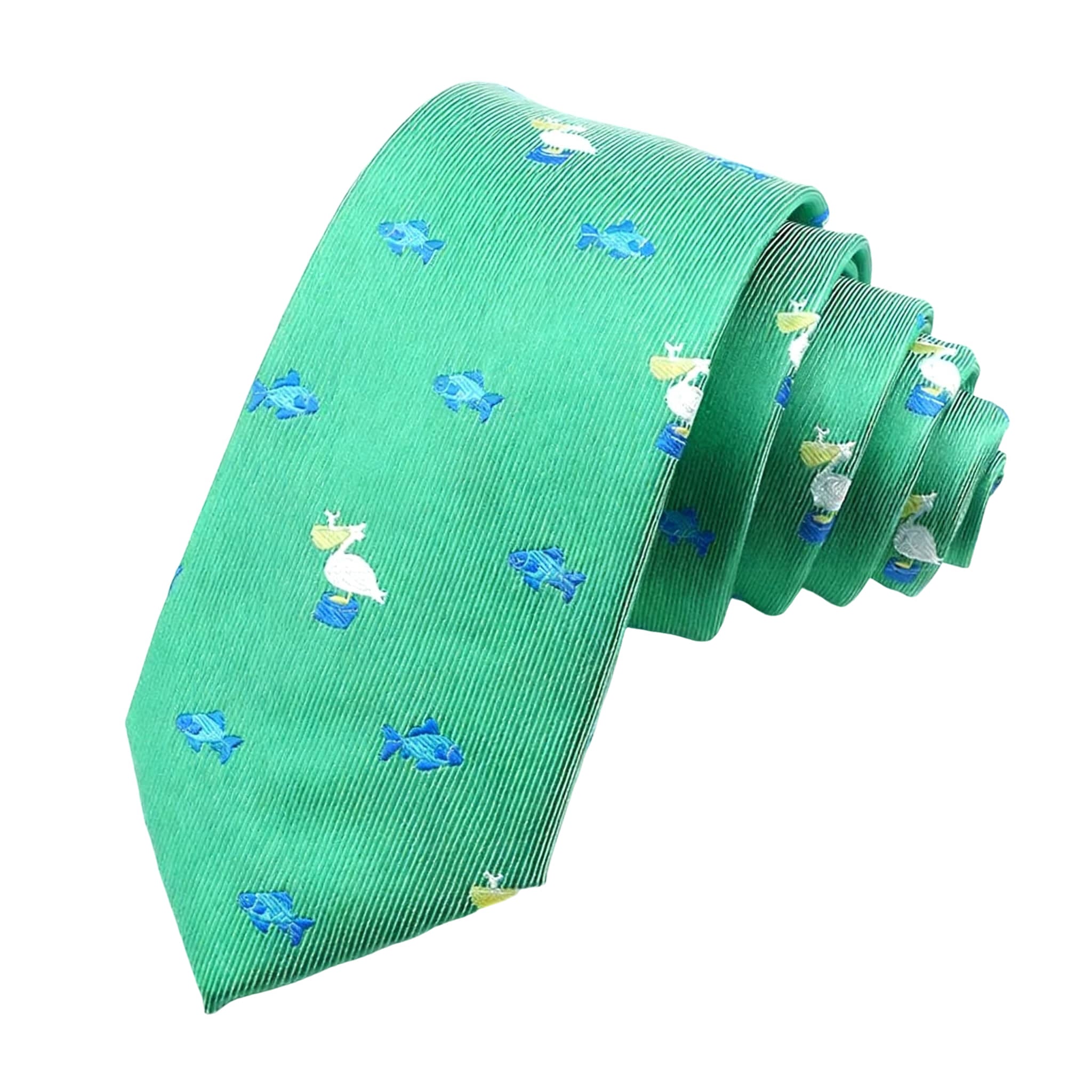 Green White Pelican Necktie