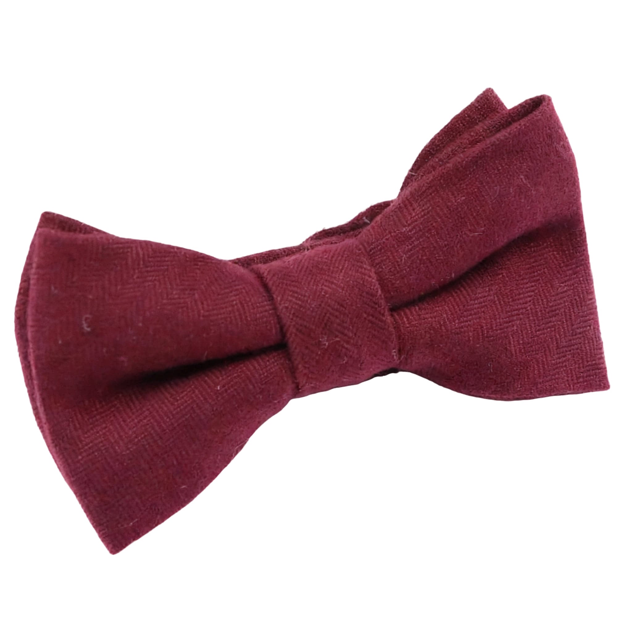 Burgundy Herringbone Bow Tie