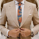 Blue With Red Floral Necktie