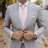 Pink with White Subtle Check Pattern Necktie