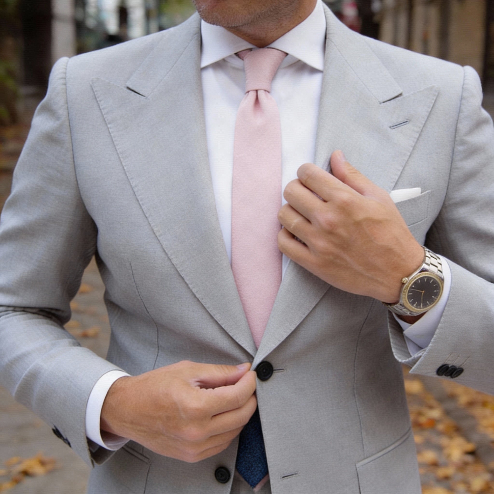 Pink with White Subtle Check Pattern Necktie