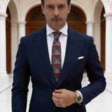 Olive Green With Red Gray Diamond Necktie