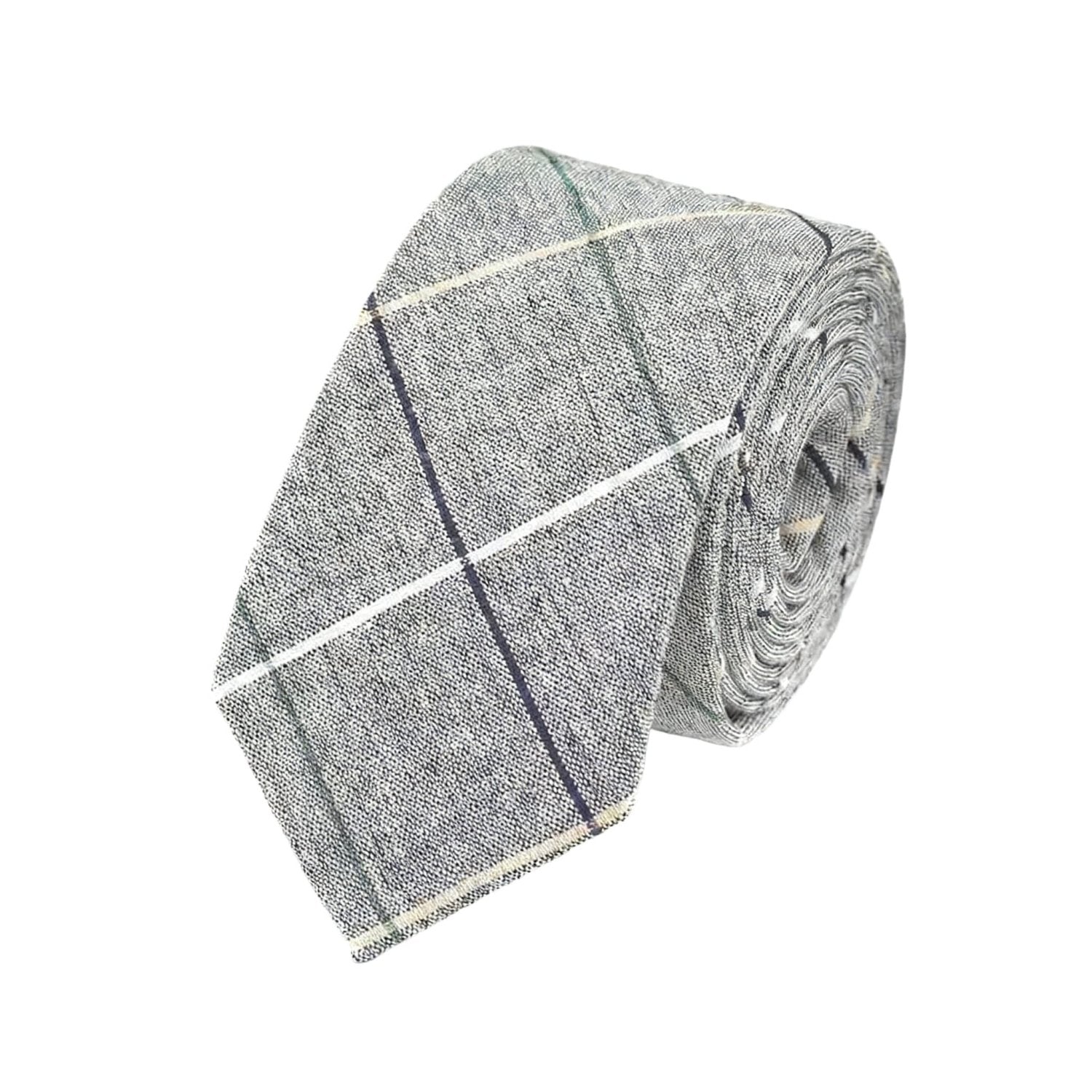 Gray With Multicolor Plaid Necktie