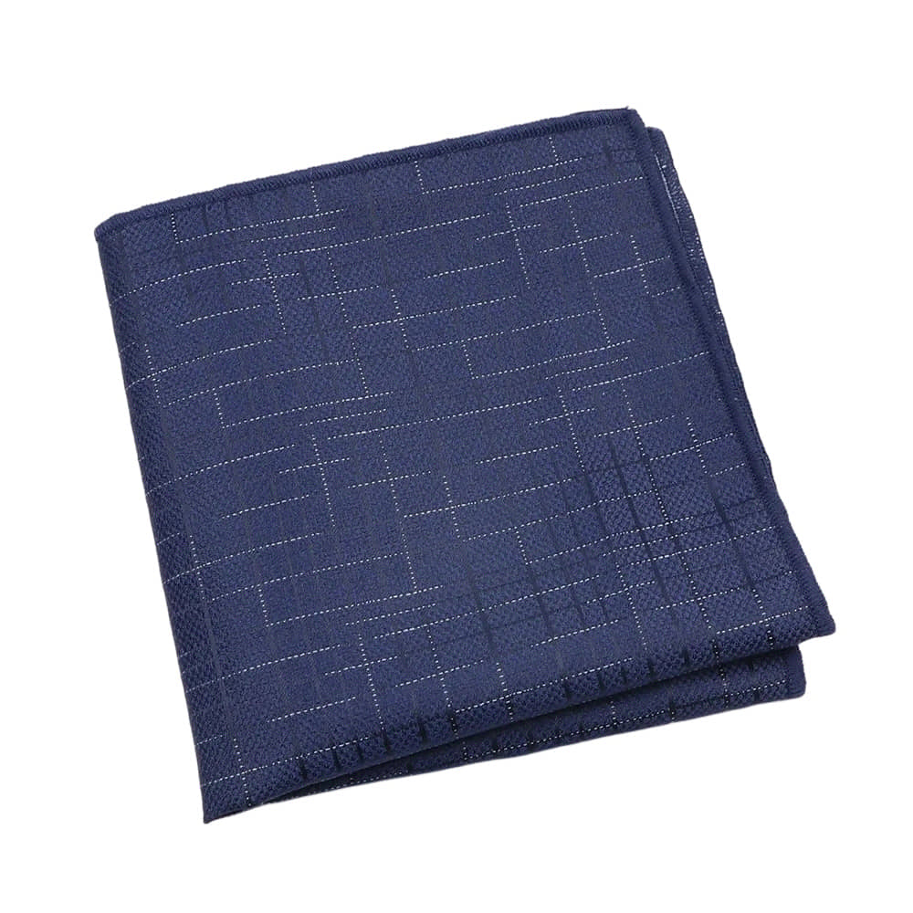 Navy Blue White Plaid Pocket Square