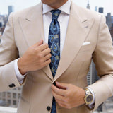 Navy Blue With Blue Yellow Paisley Necktie