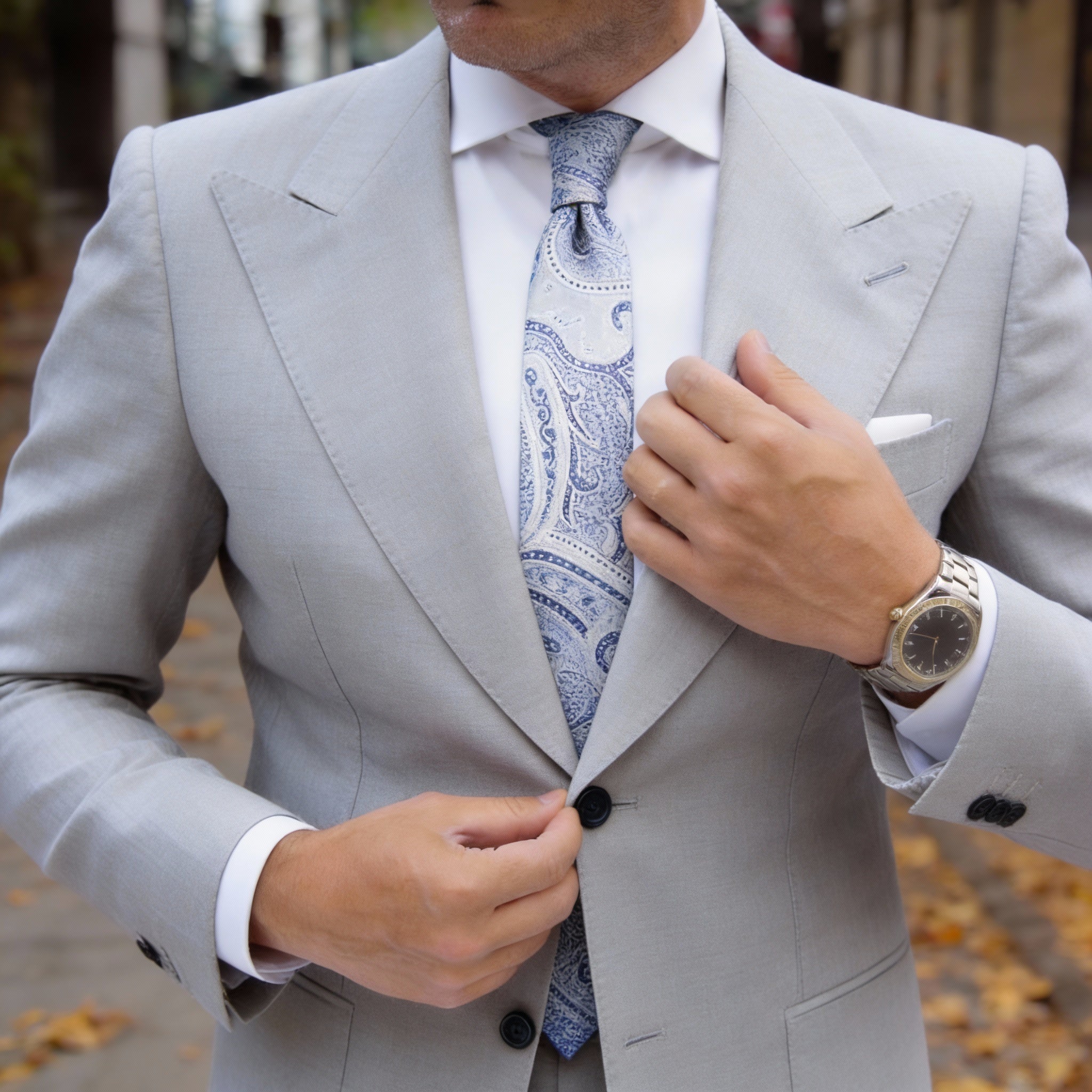 Black With Blue Purple Paisley Necktie