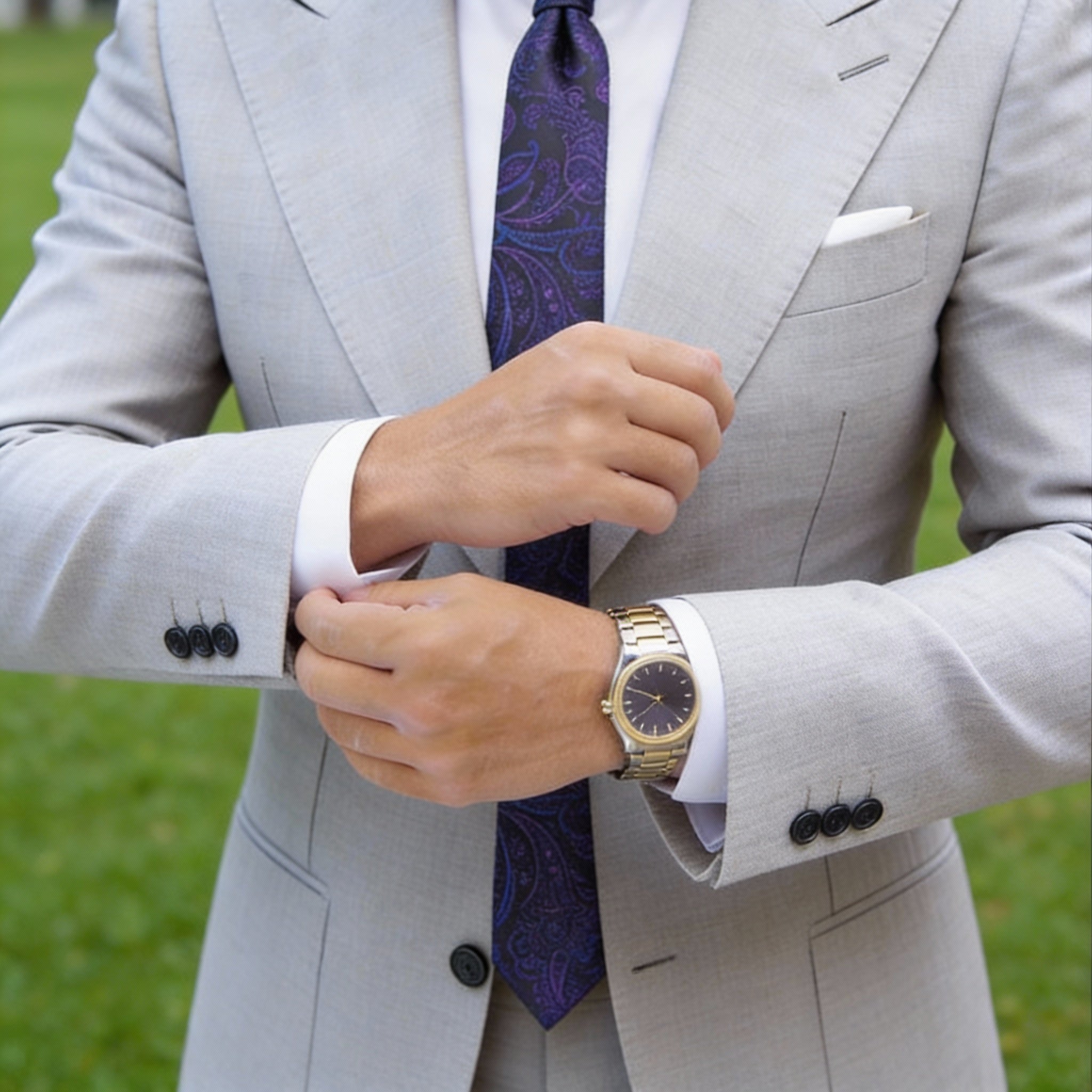 White with Blue Paisley Necktie