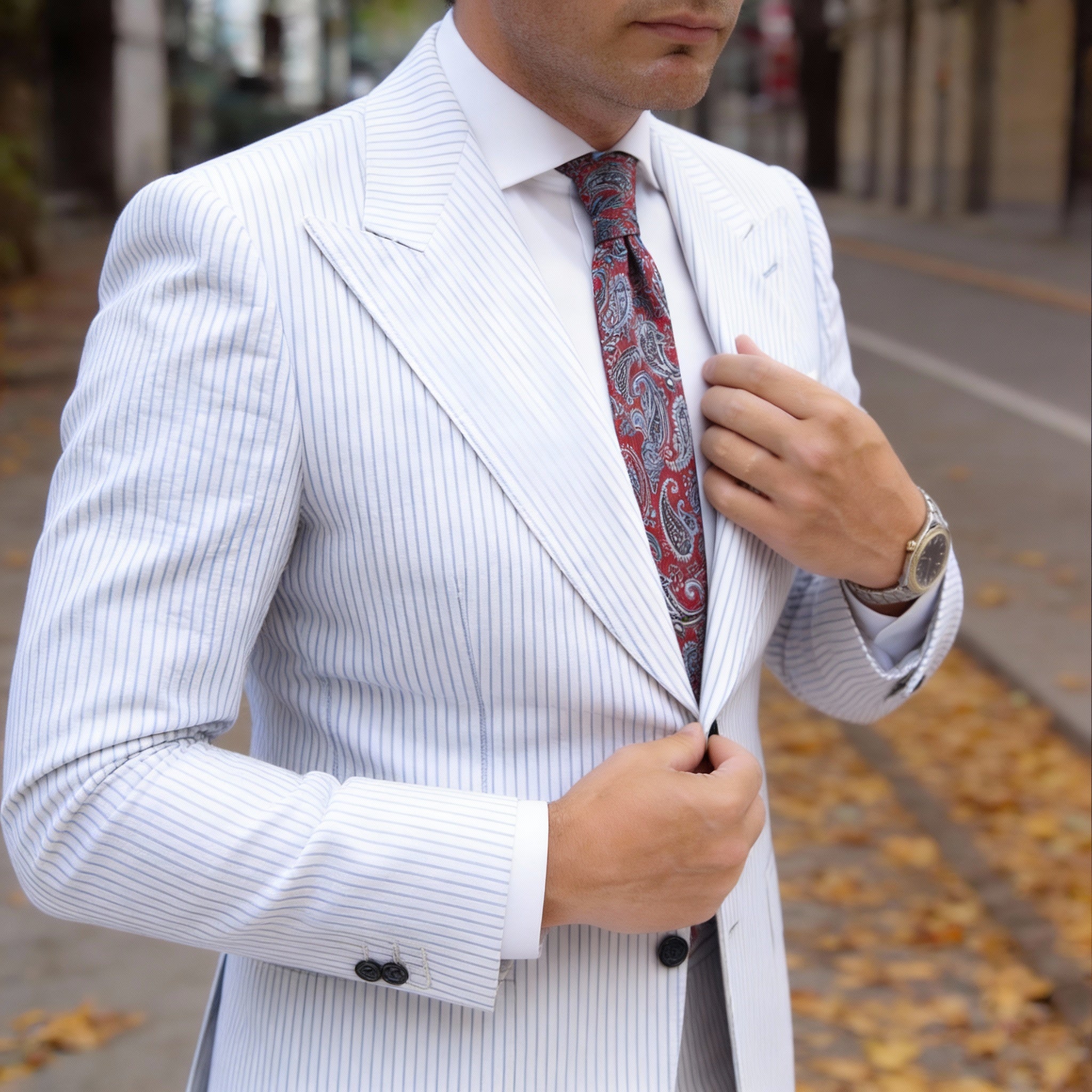 Red With Blue Paisley Necktie