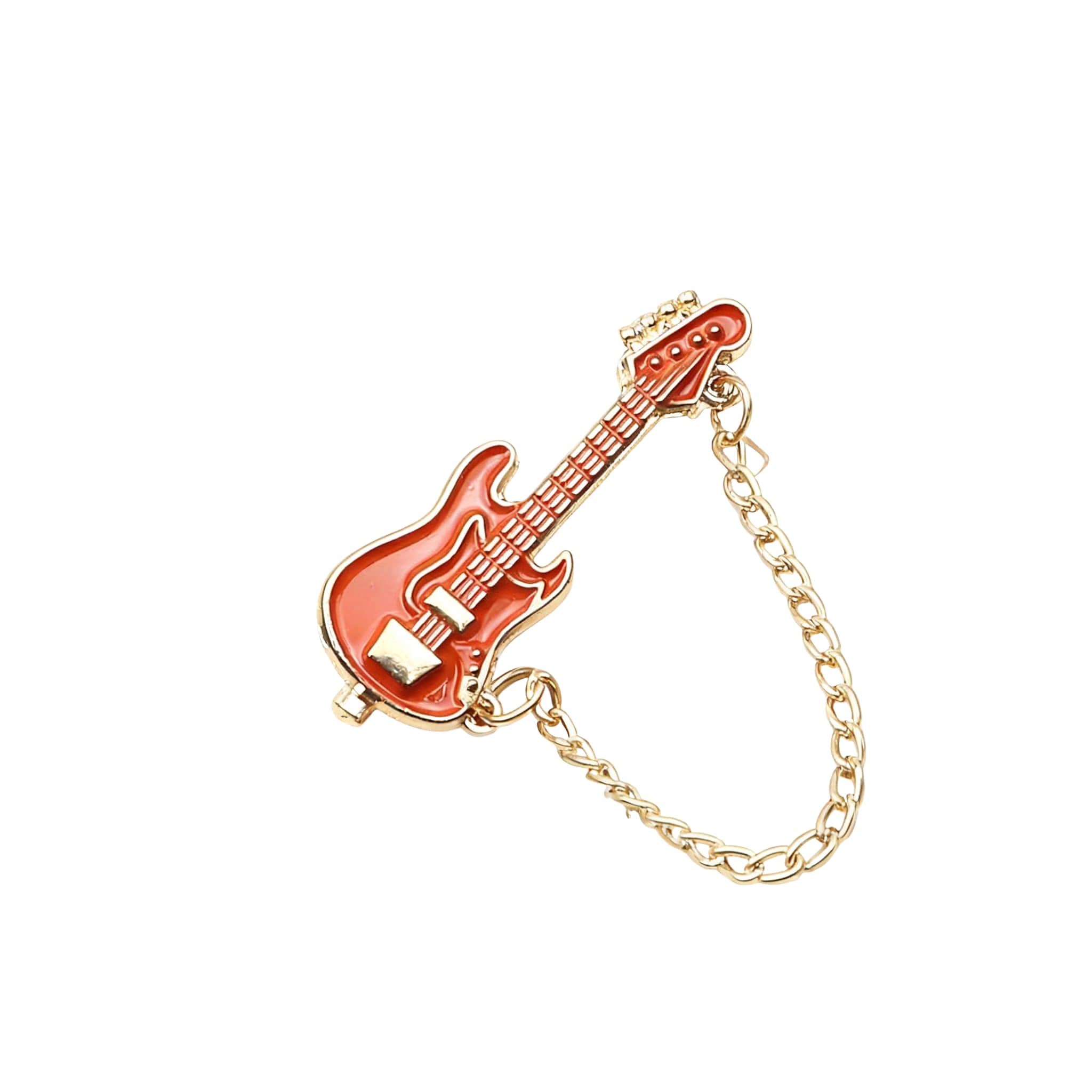 Red Gold Guitar Lapel Pin
