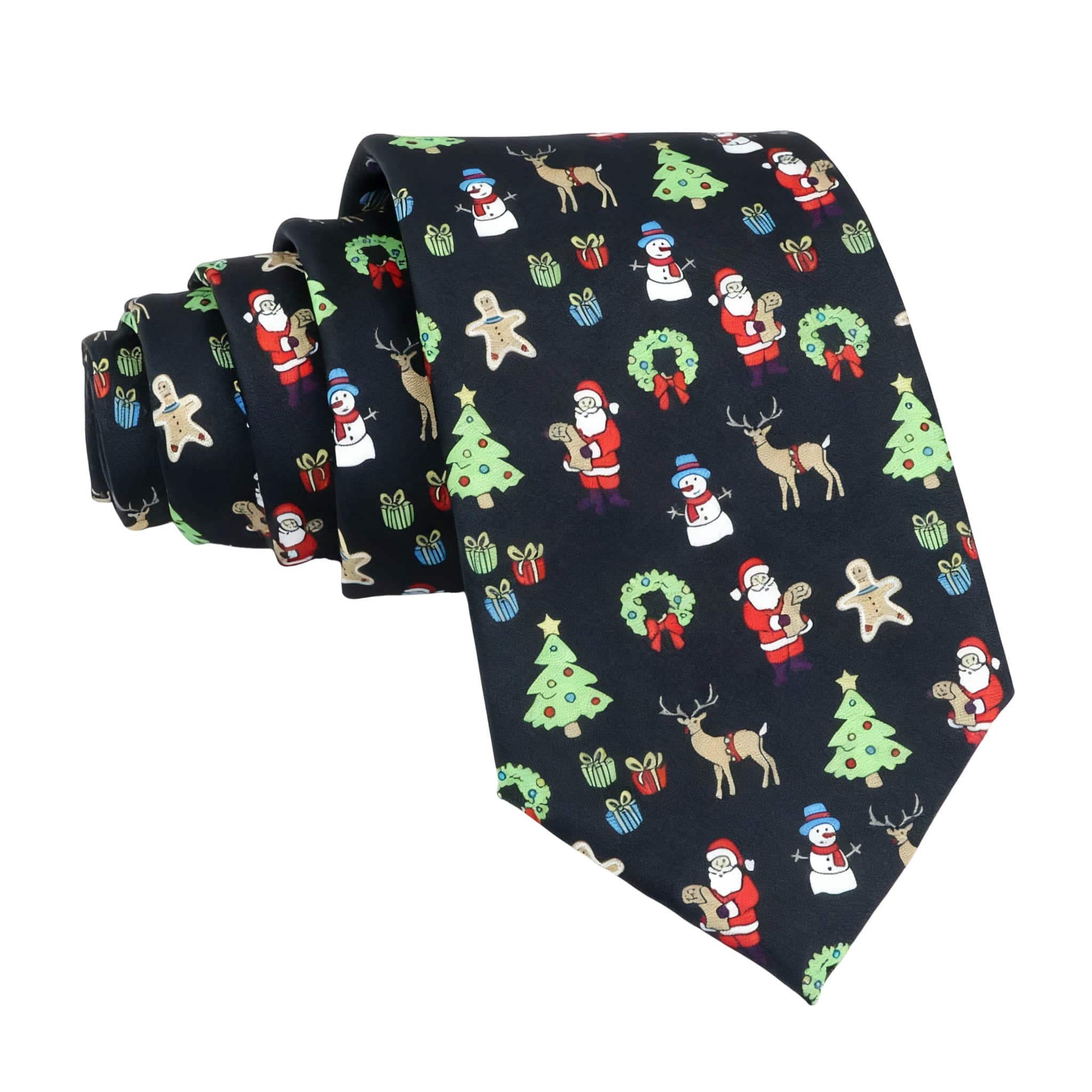 Navy Blue Brown Christmas Necktie