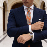 Orange with Silver Paisley Necktie