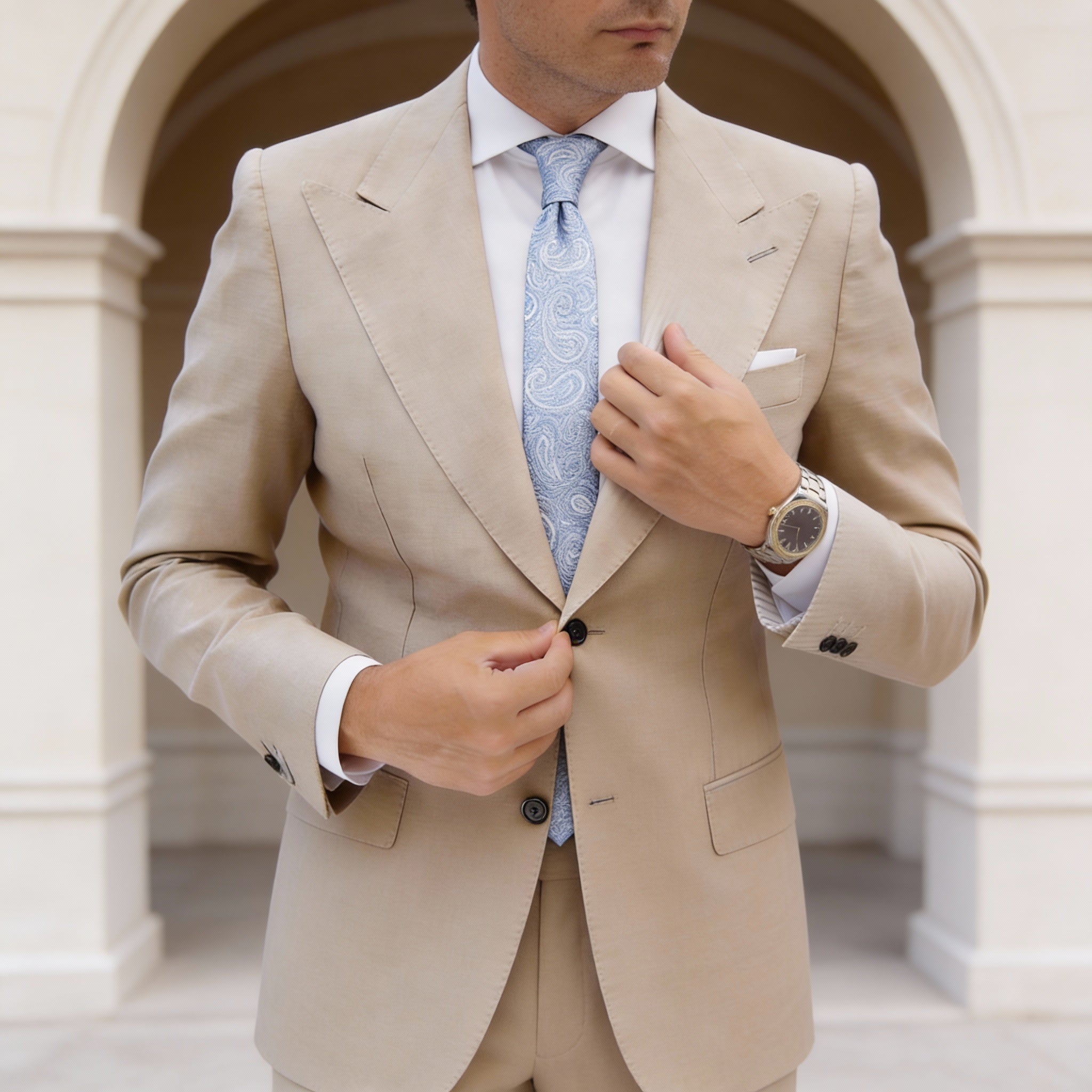 Blue With White Paisley Necktie