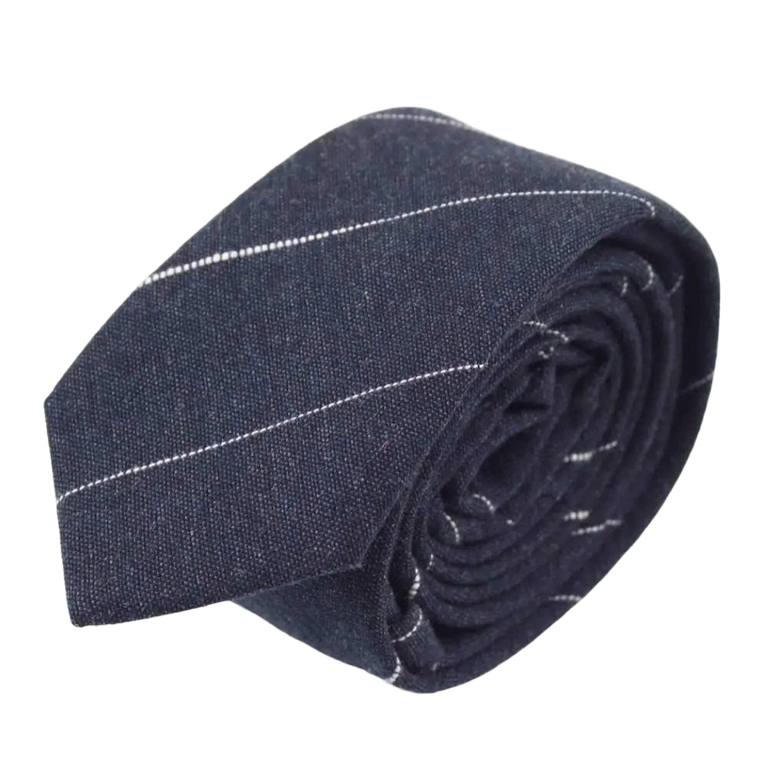 Navy Blue With White Thin Stripes Necktie
