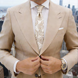 White With Brown Paisley Necktie