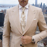 White With Brown Paisley Necktie