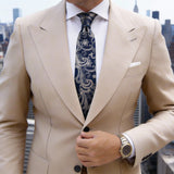 Navy Blue With Gold Paisley Floral Necktie