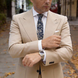 Navy Blue With Gold Paisley Floral Necktie