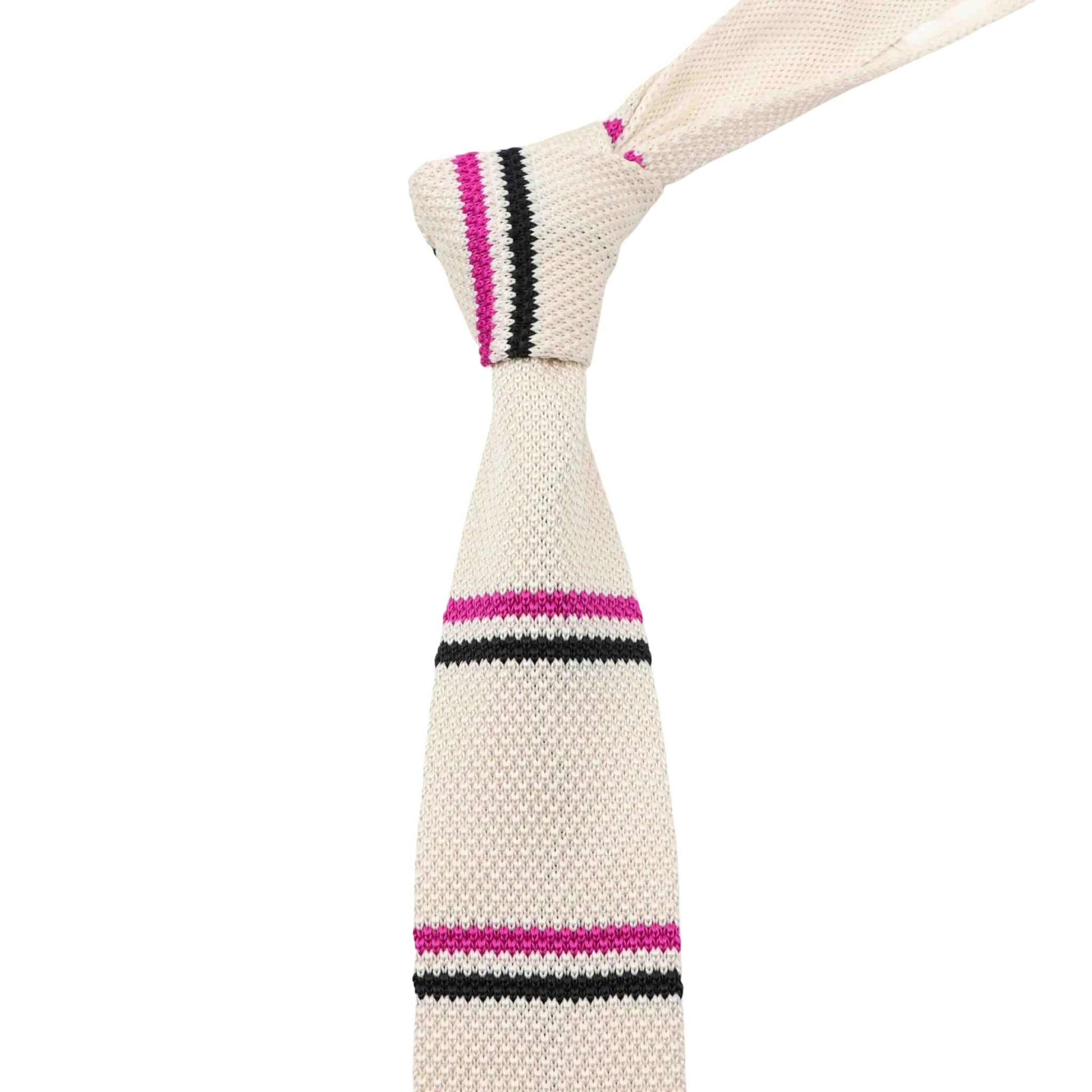 Off White Pink Knitted Tie