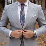 Blue With Orange And Light Blue Paisley Necktie