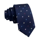 Navy Blue Necktie with White Polka Dots