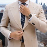 Dark Blue With White & Light Blue Floral Necktie