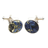 Navy Blue Yellow Floral Cufflink