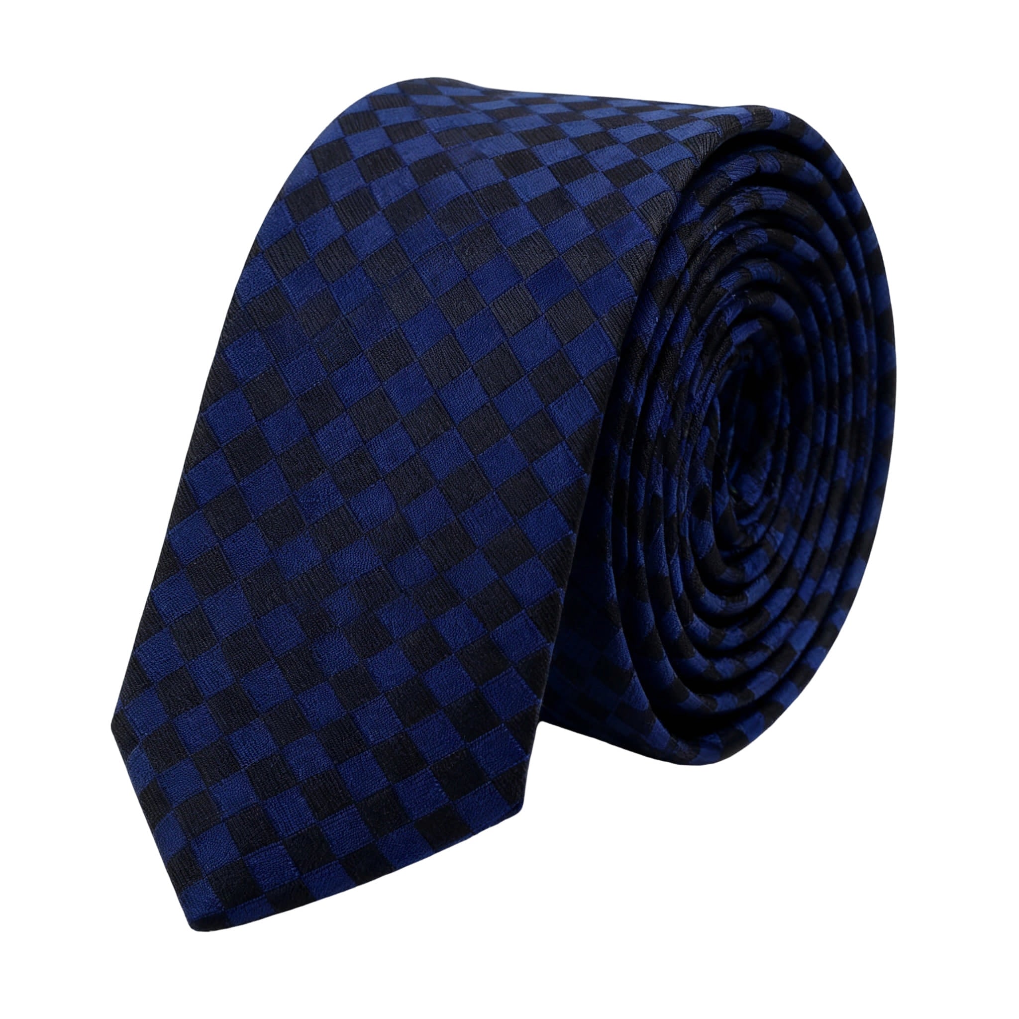 Navy Blue Black Checkered Necktie