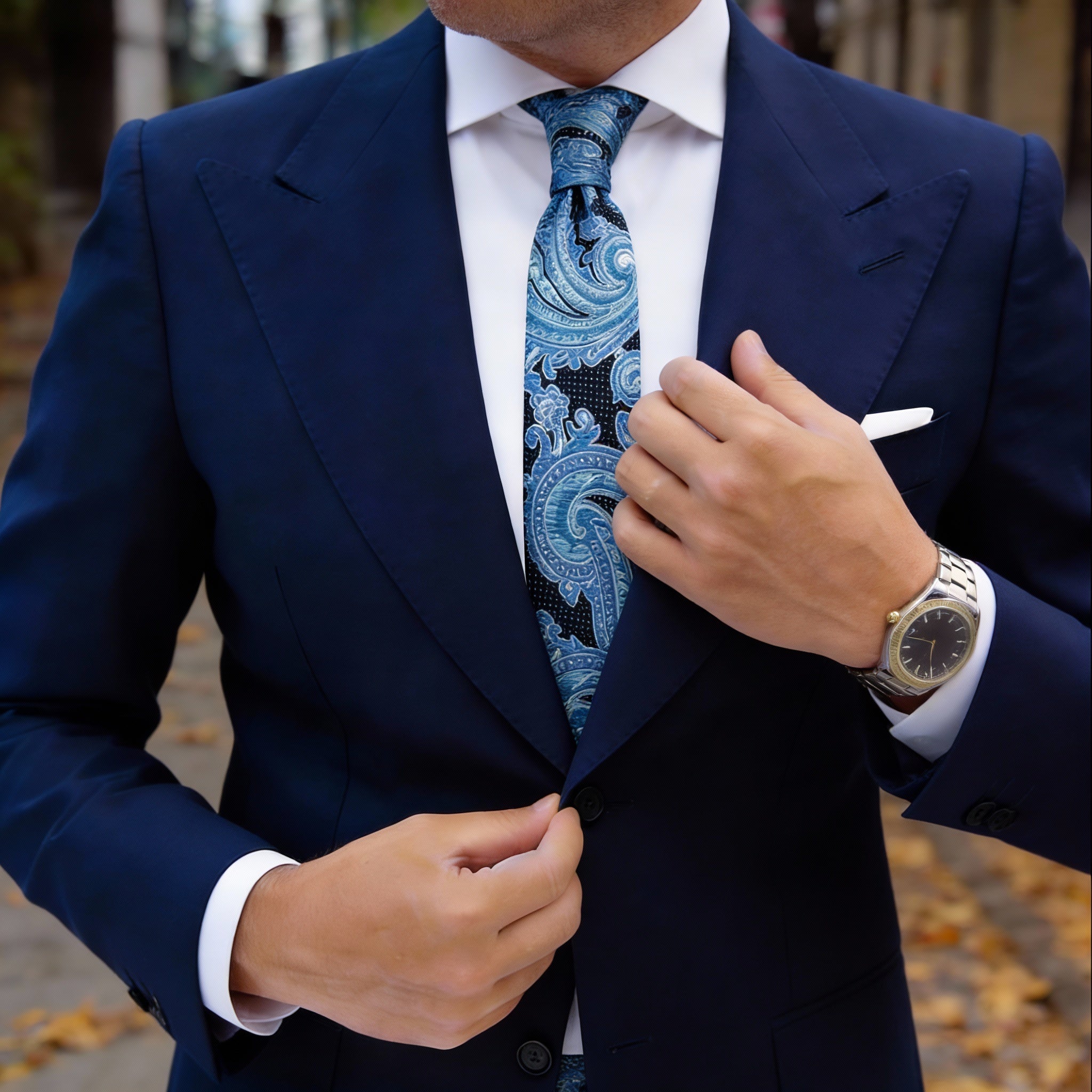 Black With Blue Paisley Necktie