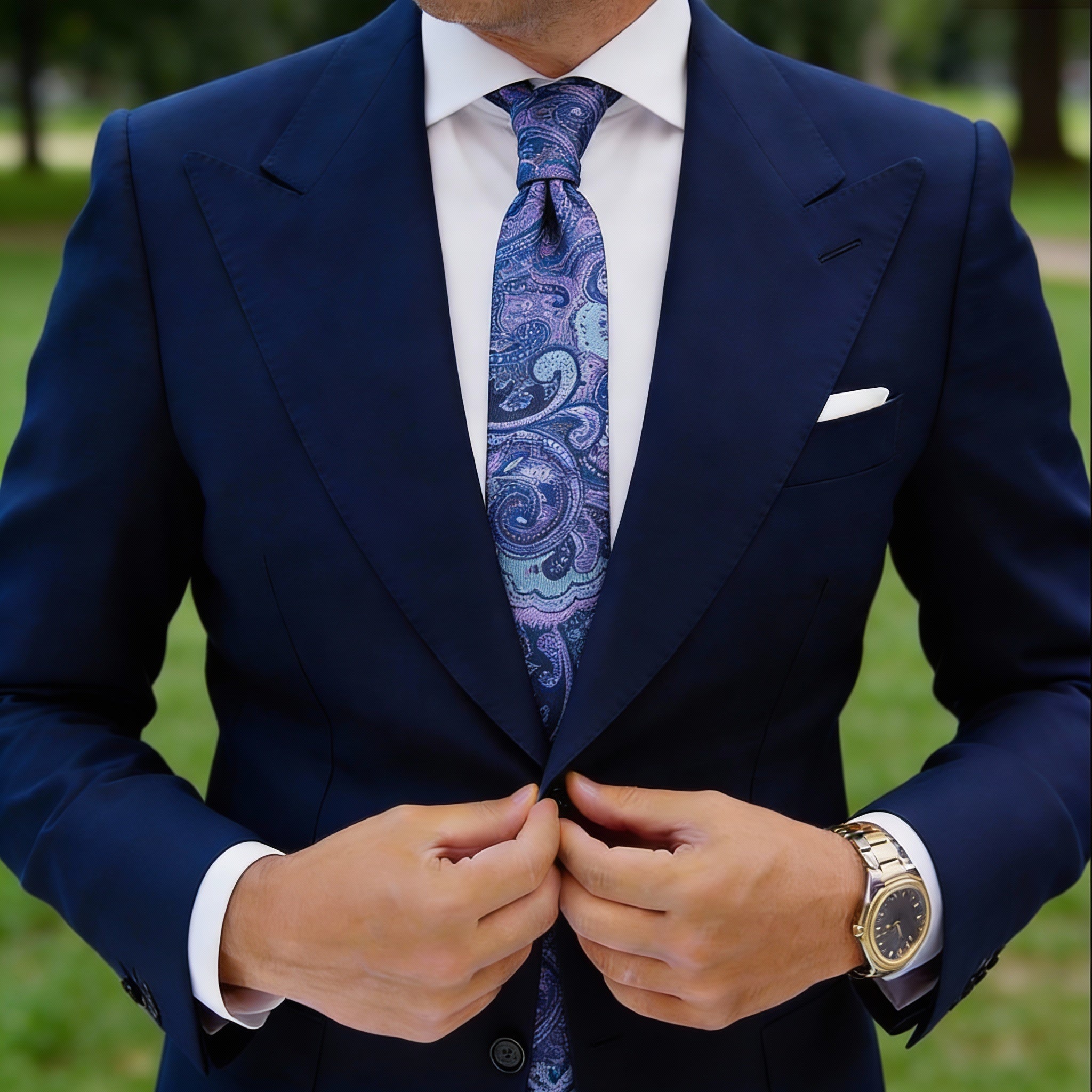 Blue With Purple Paisley Necktie