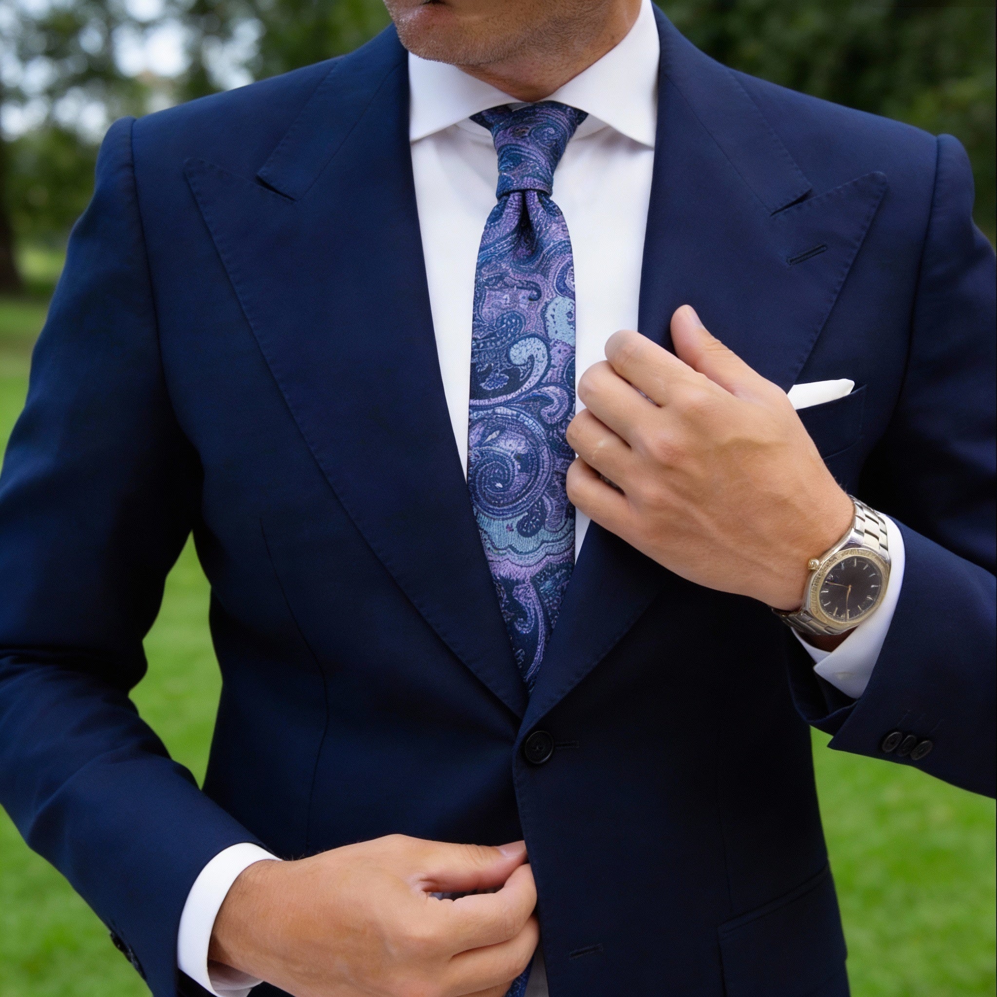 Blue With Purple Paisley Necktie