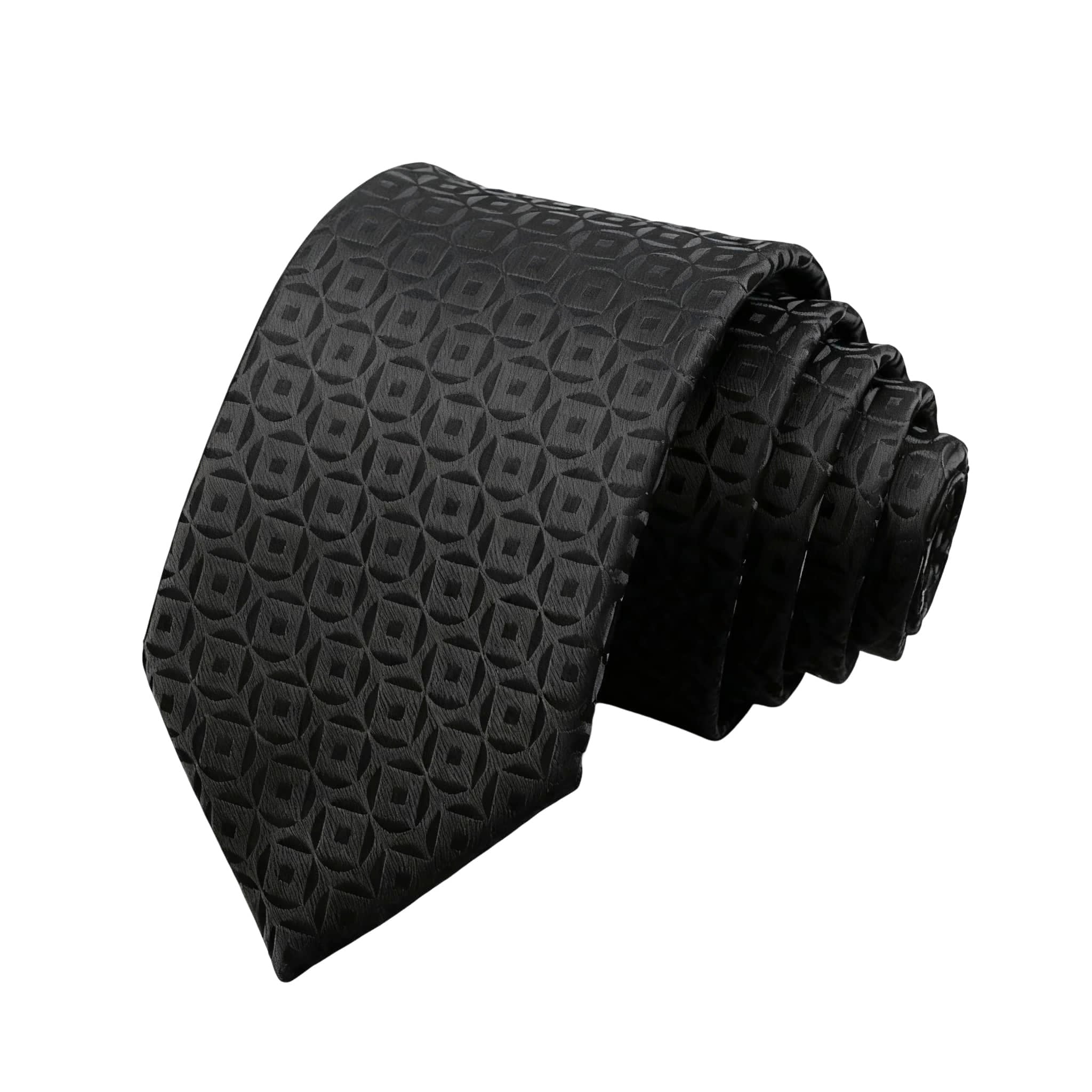 Black Black Geometric Necktie